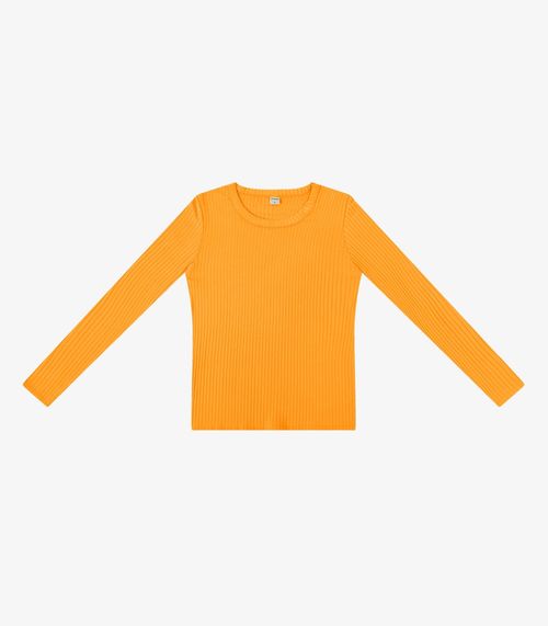 Blusa Manga Longa Canelada Básica Rovitex Amarelo