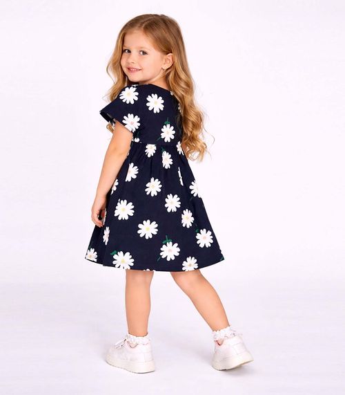 Vestido Infantil Estampado E Com Manga Gode Select Azul