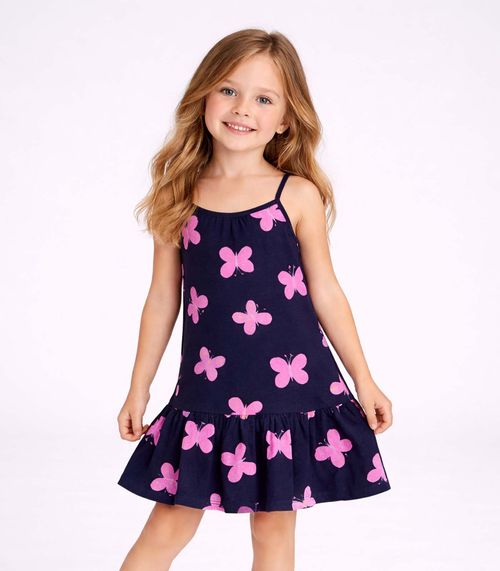 Vestido Infantil Com Alças E Babado Select Azul