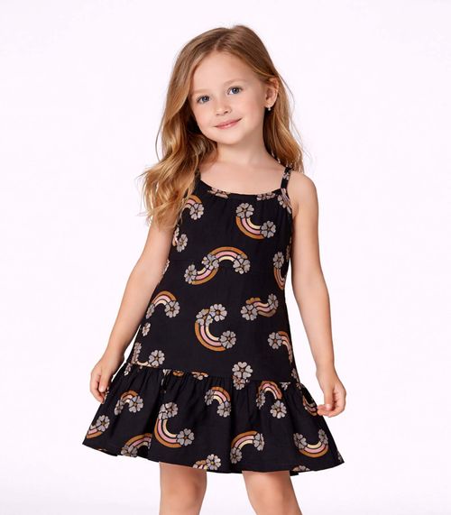 Vestido Infantil Com Alças E Babado Select Preto