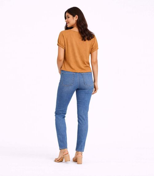 Blusa Feminina Elástico Nas Mangas Infinita Cor Marrom