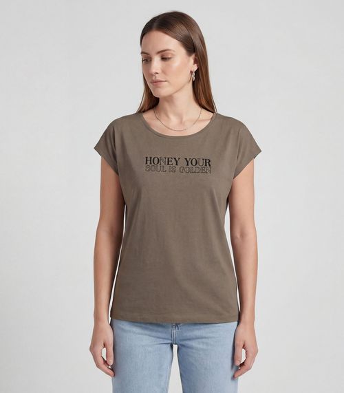 Blusa Feminina Manga Curta Estampada Infinita Cor Verde