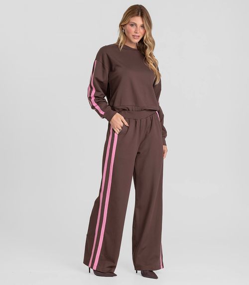 Calça Feminina Pantalona em Molecotton Dianna Marrom