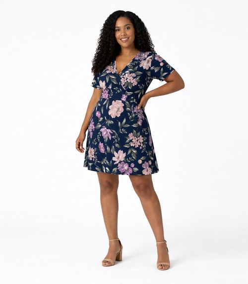 Vestido Curto Feminino Plus Size Helanca Select Azul