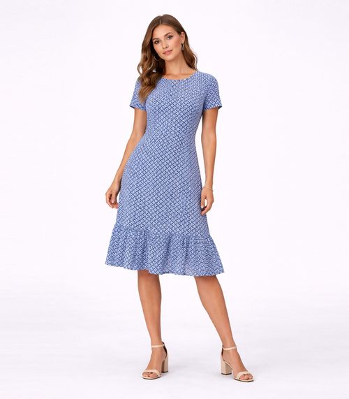 Vestido Feminino Midi Slim Em Suplex Select Azul