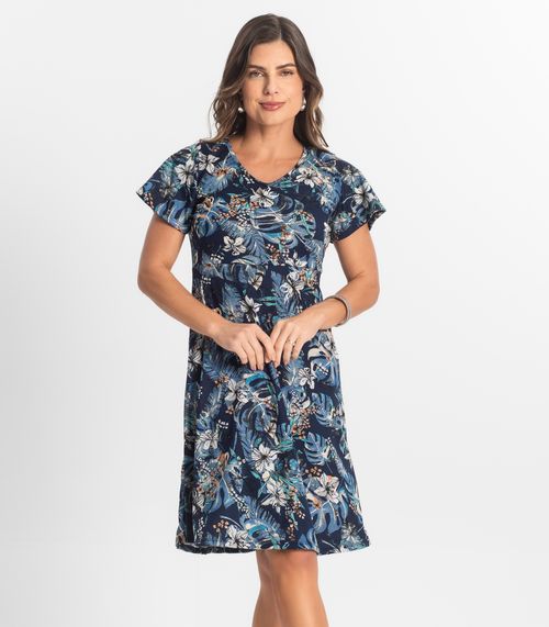 Vestido Curto Feminino Helanca Estampado Select Azul