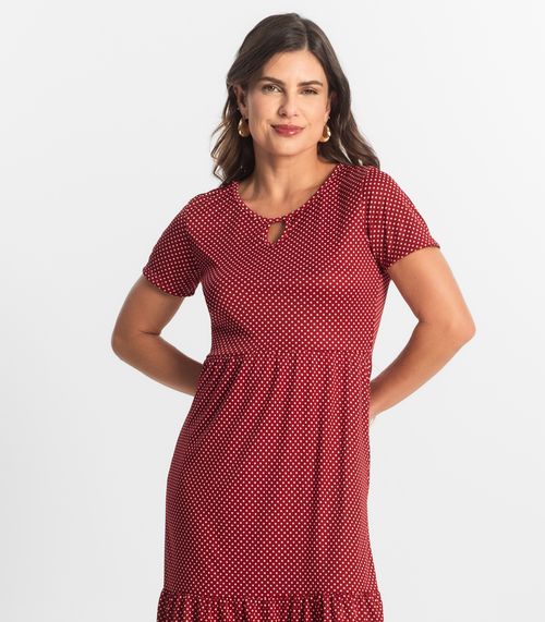 Vestido Midi Feminino Estampado Helanca Select Vermelho