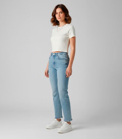 Blusa Feminina Com Tecido Canelado Rovitex Bege