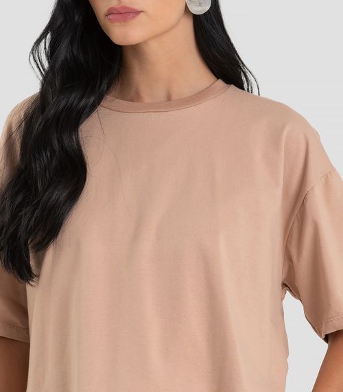 T- Shirt Feminina Manga Curta Box Dianna Marrom