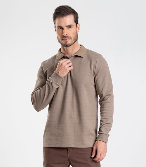 Polo Manga Longa Maquinetada Diametro Marrom