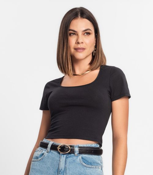 Blusa Cropped Feminina Rovitex Preto