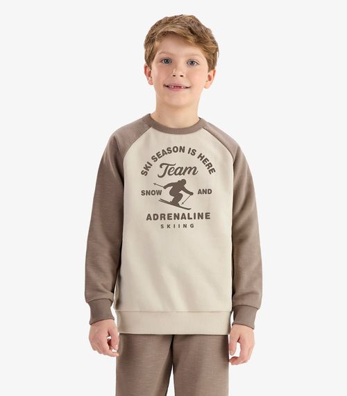 Conjunto Blusão com Calça Moletom Molinê Rovi Kids Marrom