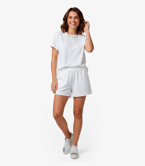 Shorts Feminino Em Plush Infinita Cor Bege
