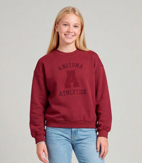 Blusão Juvenil Moletom Felpado Com Bordado Minty Vermelho