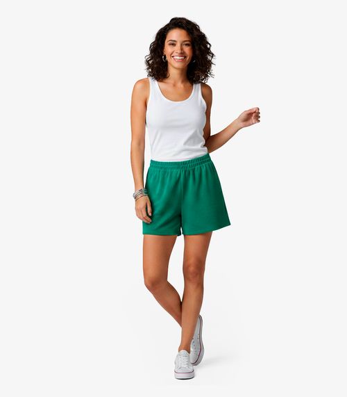 Shorts Feminino Em Plush Infinita Cor Verde