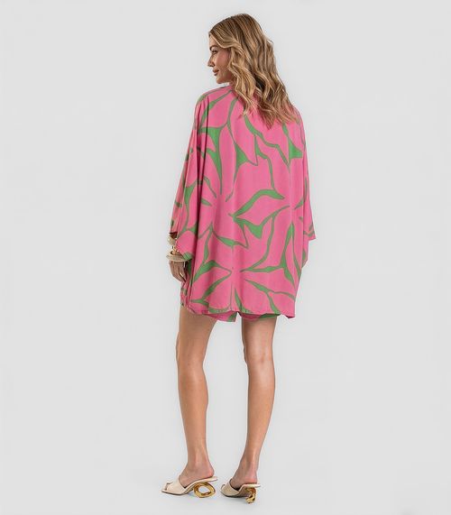 Kimono Feminino em Tecido Estampado Dianna Rosa