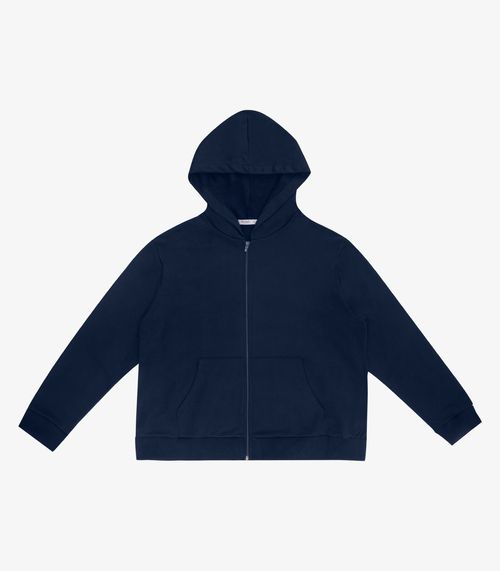 Jaqueta com Capuz em Moletom Secret Glam Azul