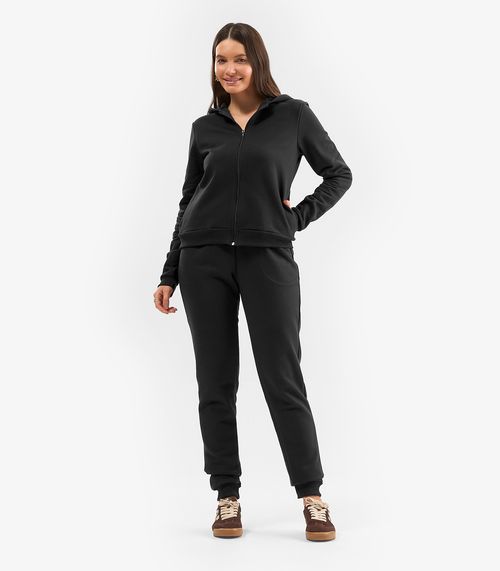 Calça Feminina Jogger Em Moletom Peluciado Rovitex Preto