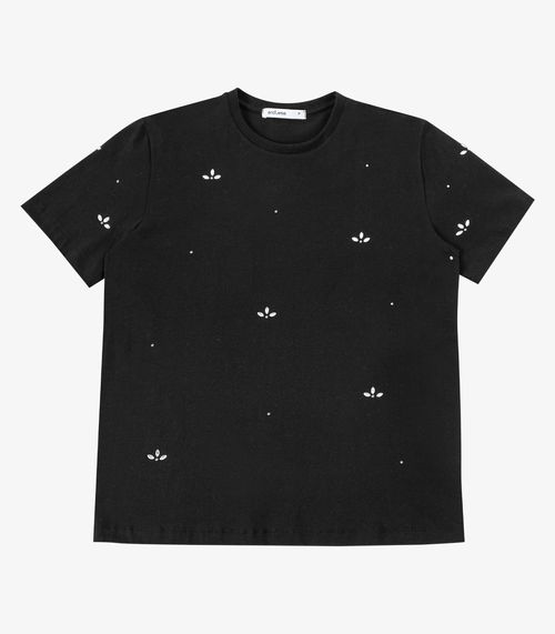 T-Shirt Feminina Cotton Com Aplicações Endless Preto