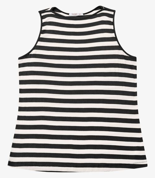 Regata Feminina Ribana Listrada Secret Glam Preto
