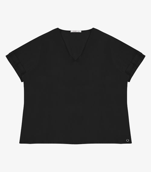 Blusa Feminina Decote V Viscose Secret Glam Preto