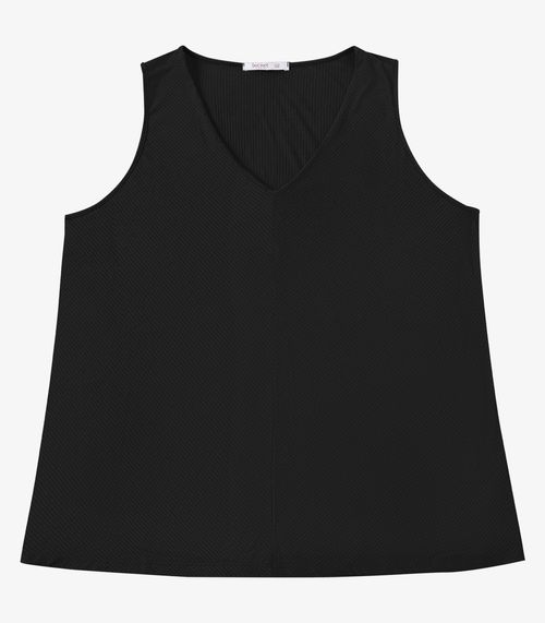 Regata Feminina Plus Size Secret Glam Preto