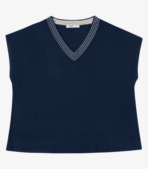 Blusa Feminina Manga Morcego Secret Glam Azul
