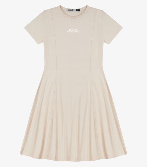 Vestido Feminino Molecotton De Viscose Evasê Minty Bege