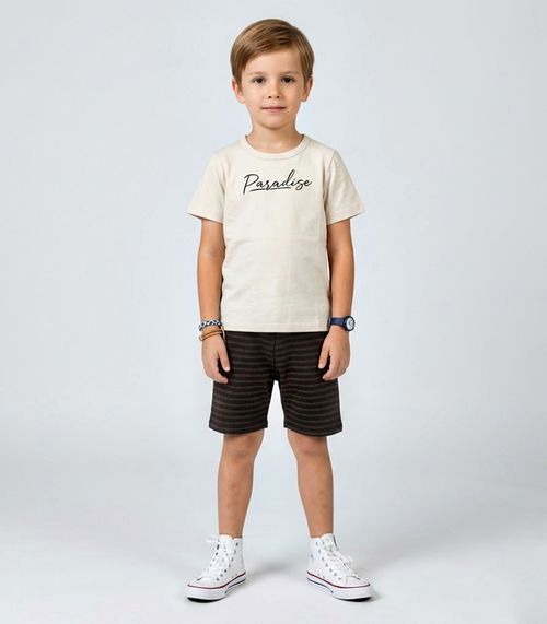Conjunto Infantil Camiseta e Bermuda Select Bege