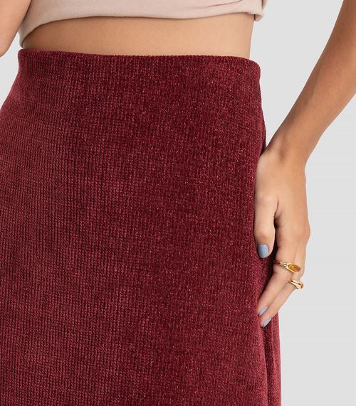 Saia Midi Feminina em Tricot Glow Shine Dianna Vermelho