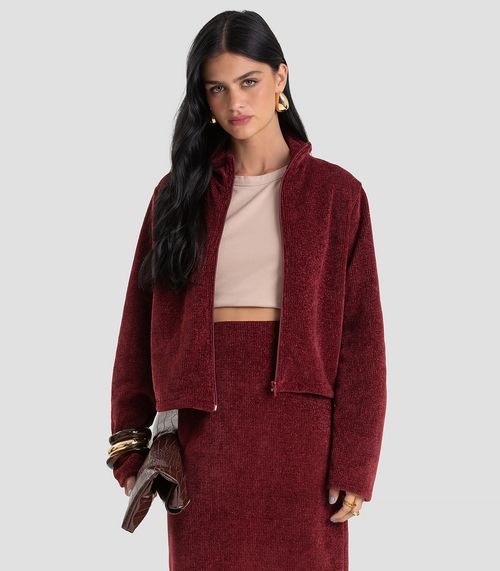 Jaqueta Feminina em Tricot Glow Shine Dianna Vermelho