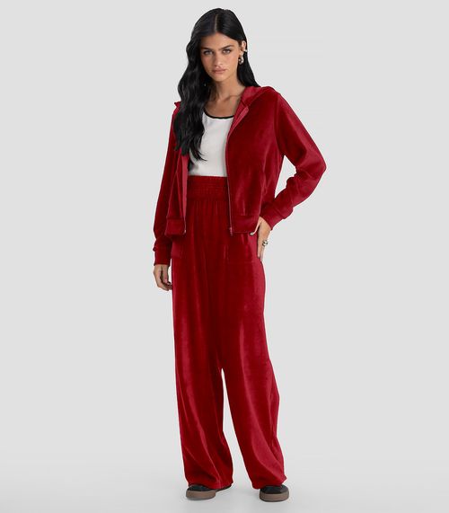 Calça Feminina Pantalona em Plush Dianna Vermelho