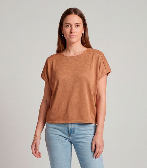Blusa Feminina Recorte Na Costa Infinita Cor Marrom