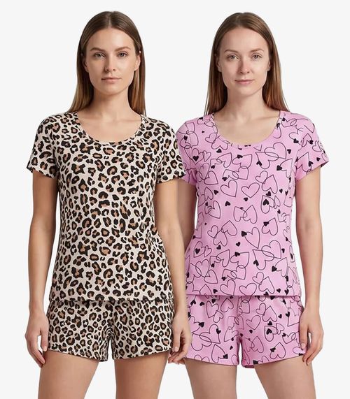 Kit 2 Pijamas Femininos Short E Blusa Infinita Cor Sortidos
