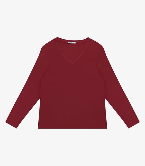 Blusa Manga Longa Visco Tricot Secret Glam Vermelho