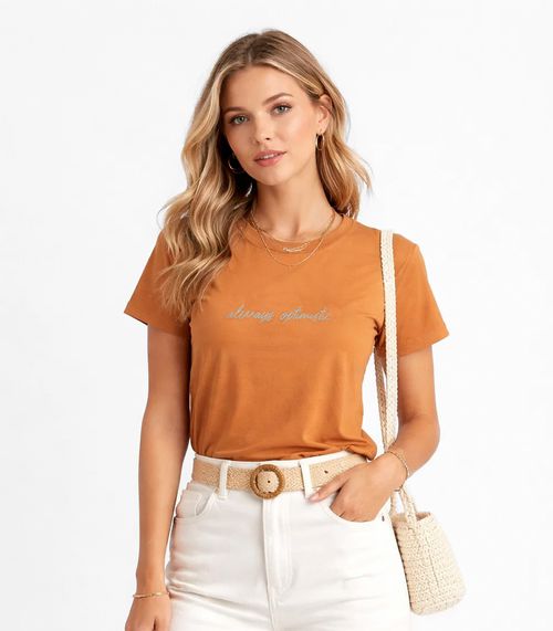 Blusa Feminina com Estampa Infinita Cor Marrom