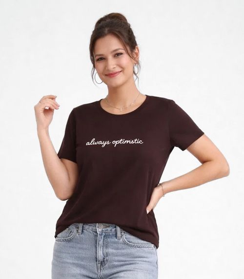 Blusa Feminina com Estampa Infinita Cor Marrom