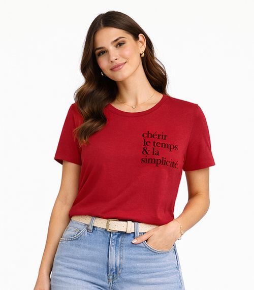 Blusa Feminina Manga Curta Infinita Cor Vermelho