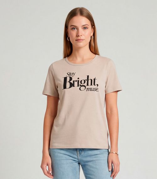 Blusa Feminina Com Estampa Infinita Cor Bege