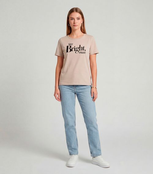 Blusa Feminina Com Estampa Infinita Cor Bege