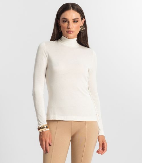 Blusa Manga Longa Vico Tricot Básica Endless Bege