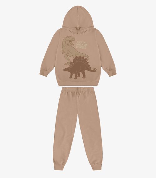 Kit Conjunto Blusão Com Capuz E Calça Rovi Kids Marrom