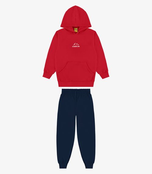 Conjunto Blusão de Capuz e Calça Moletom Rovi Kids Vermelho