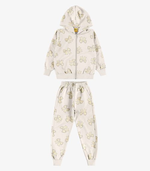 Conjunto Jaqueta e Calça Moletom Sarjado Rovi Kids Bege