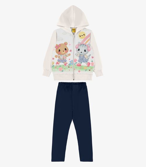 Conjunto Jaqueta com Capuz e Legging Rovi Kids Bege