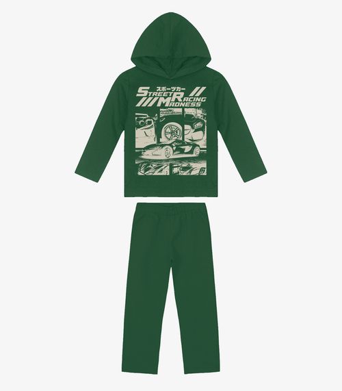 Kit Conjunto Blusão Com Capuz E Calça Rovi Kids Verde