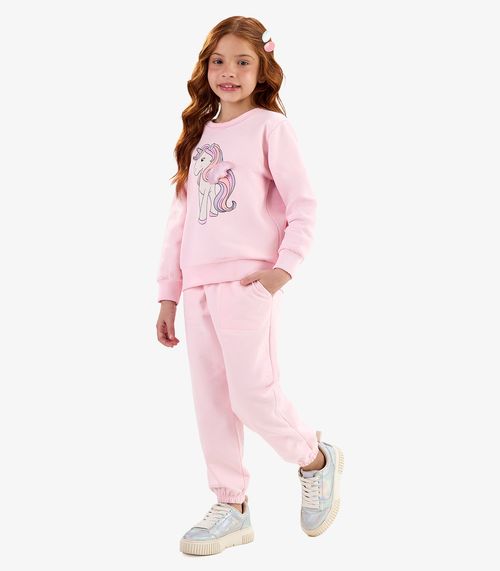 Conjunto Blusão com Calça Rovi Kids Moletom Rosa