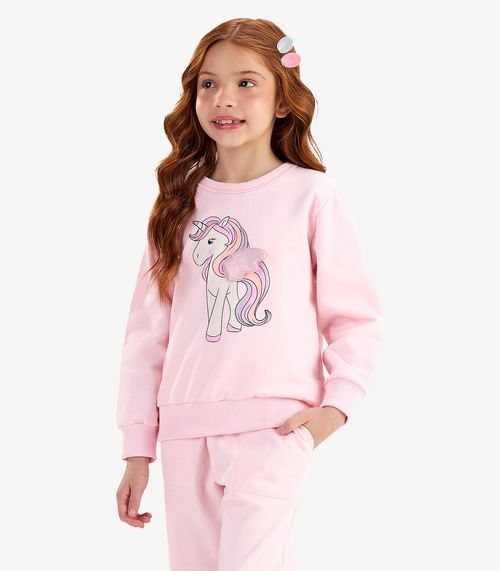 Conjunto Blusão com Calça Rovi Kids Moletom Rosa