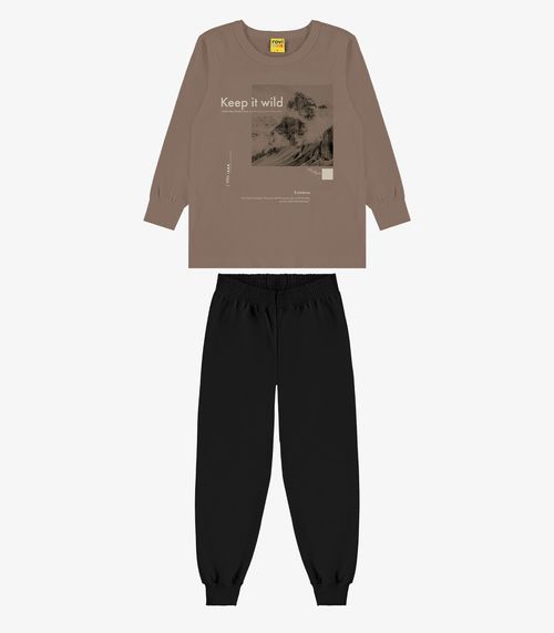 Conjunto Camiseta Com Calça Rovi Kids Marrom