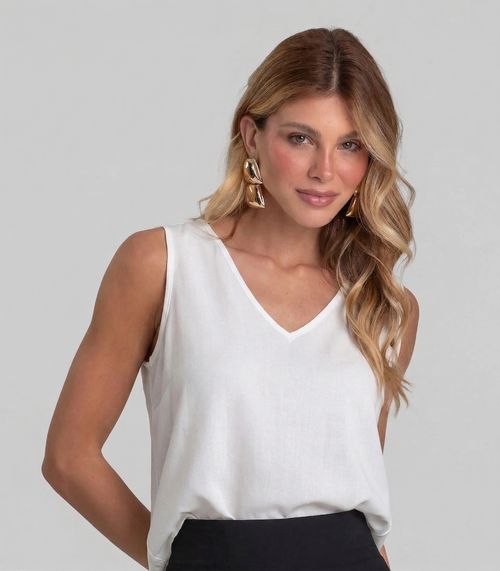 Regata Feminina em Tecido de Viscose Dianna Branco